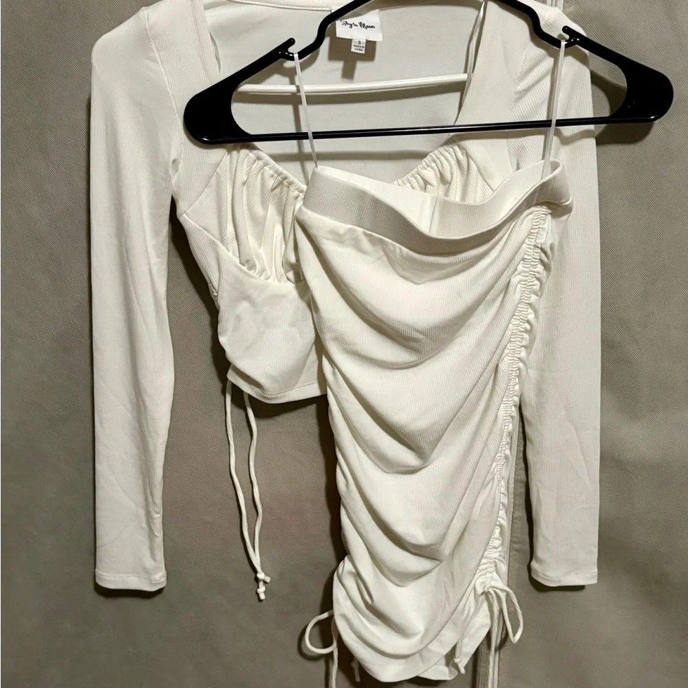 White Ruched Two-Piece Set - Picture 5 of 8